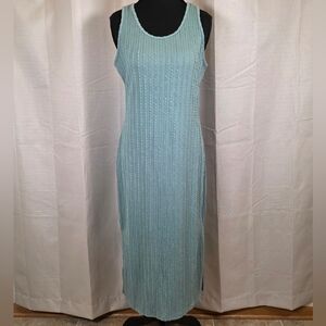 Ekouaer Ribbed Knit Tank Midi Dress Sage Green Size Small